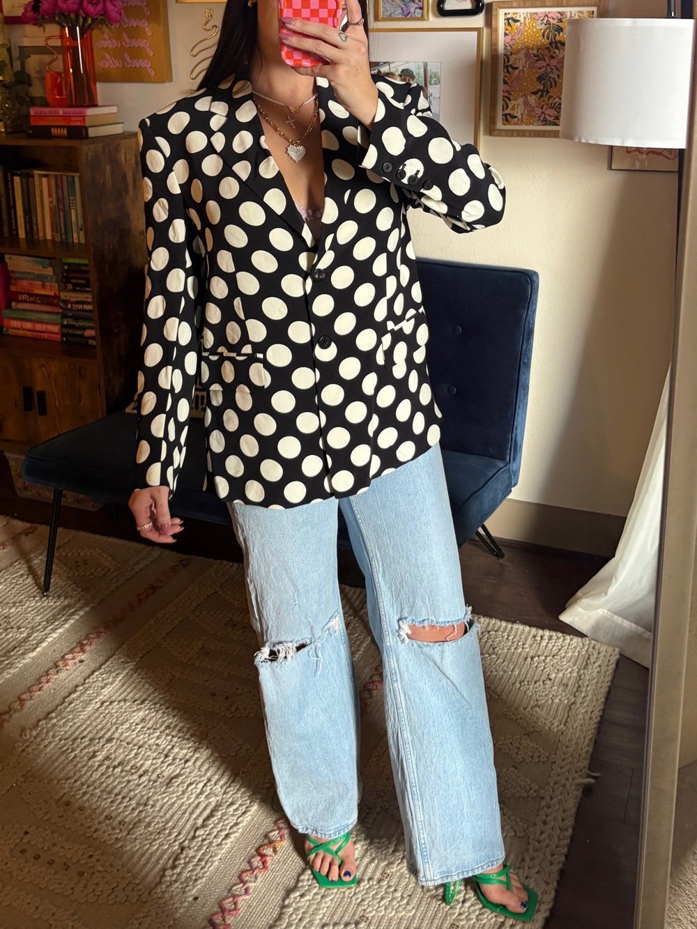 Zara Studio Oversized Polka Dot Blazer